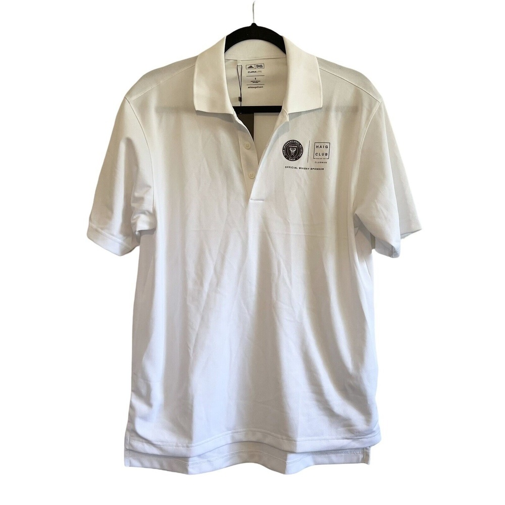 Adidas Climalite Mens Small White & Black Golf Collard Polo Short Sleeve Shirt